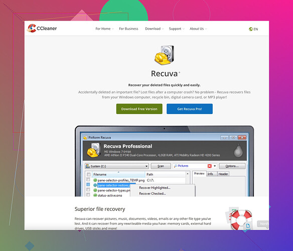 Recuva Screenshot