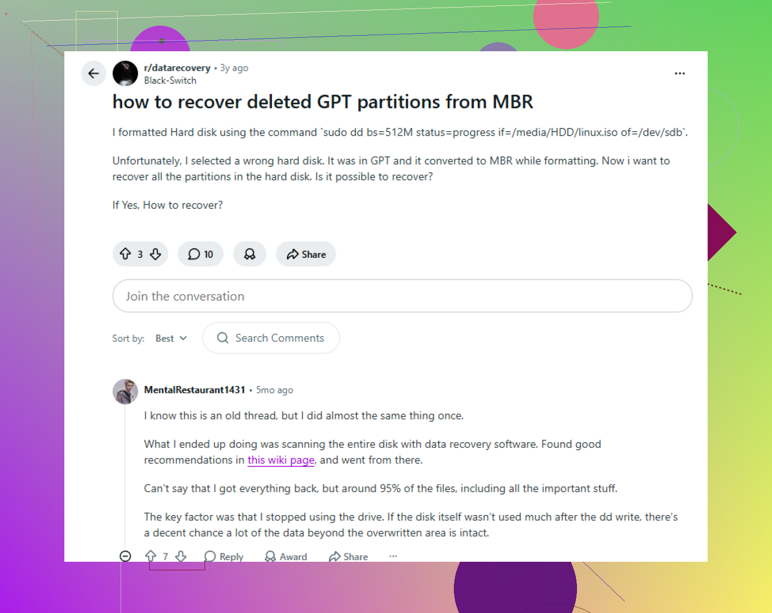 Comment récupérer une partition GPT perdue sous Windows ?