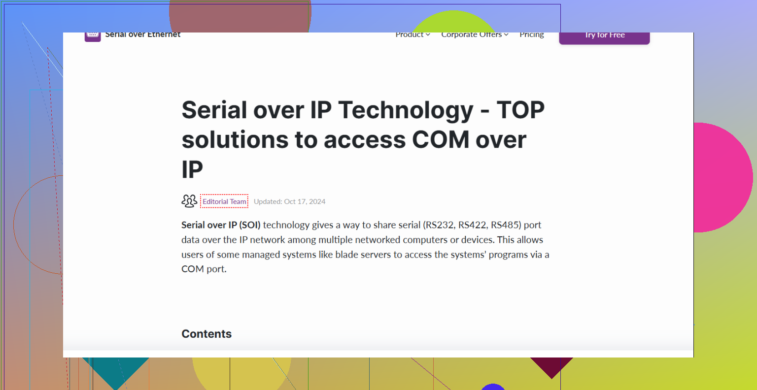 Need help accessing a serial port device over my IP network
